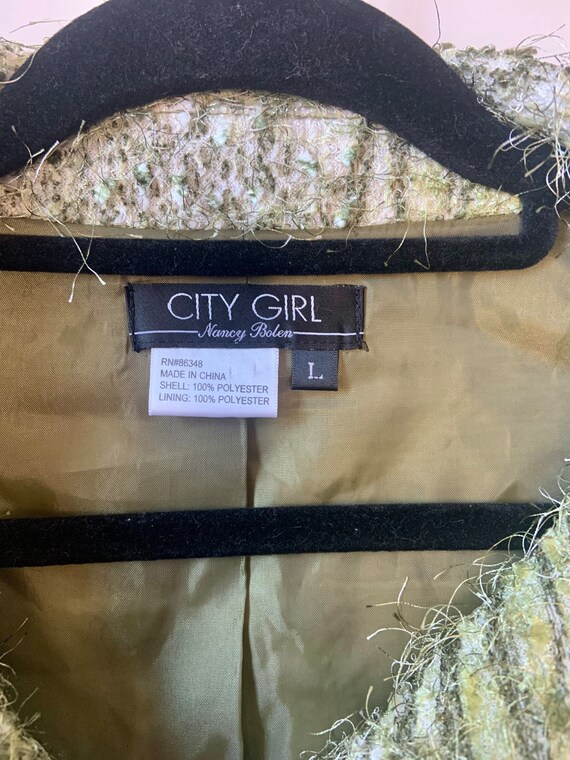 City Girl Nancy Bolen Fuzzy Animal Print Green Ja… - image 4