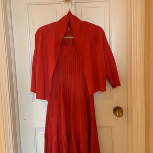 Vintage New With Tags Red Dress and Cardigan image 1