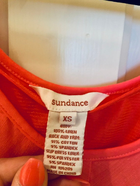 Sundance Y2K Vintage Linen Coral Sun Dress with P… - image 5