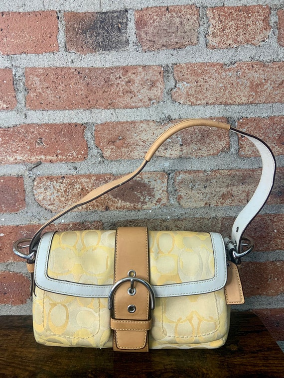 Authentic COACH Tote Bag Purse Yellow Shoulder Bag Handbag | eBay