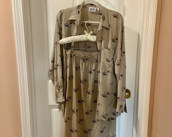 Chico’s Design Vintage 80s 1980s 90s 1990s Silk Top and Skirt Set Size 1