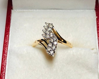 Stunning Vintage 14k Yellow Gold Natural Diamond Ring