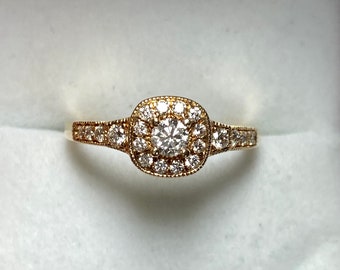 Beautiful  14k Yellow Gold Diamond halo Wedding  Ring