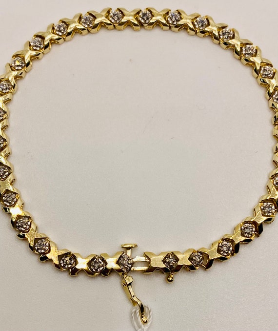 Stunning Vintage 14K Yellow Gold Diamond Bracelet - image 4