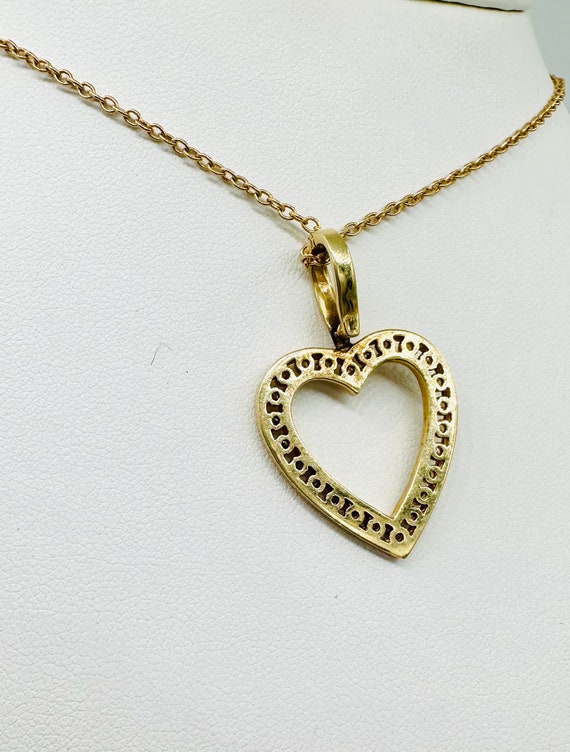 Beautiful  Vintage 14k Yellow  Gold Diamond Heart… - image 7