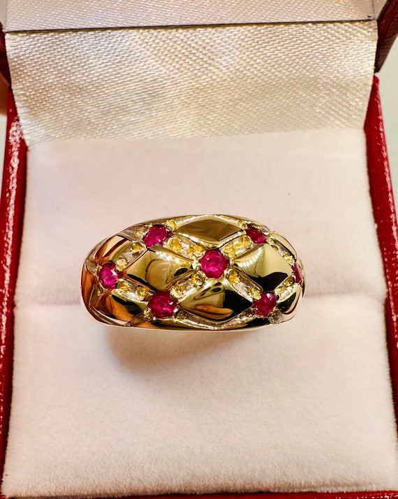 Gorgeous Vintage 14k Yellow Gold Natural  Rubies … - image 2