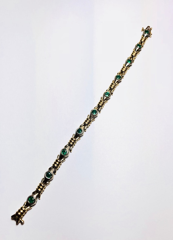 Beautiful Vintage 14K Yellow Gold Emerald Bracelet