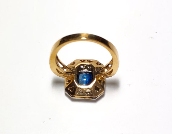 Vintage 14k Yellow Gold Natural Sapphire Diamond … - image 5