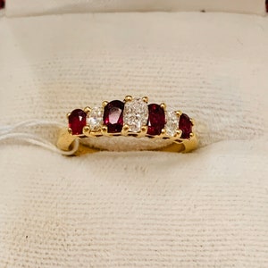 Gorgeous  Vintage 14k Yellow Gold Diamond Natural Earth mine Ruby Ring: