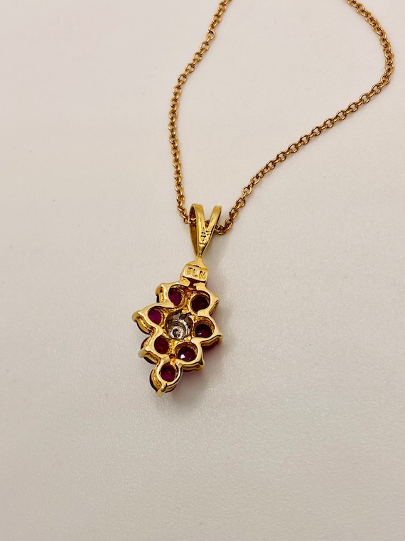 Vintage 14k Yellow Gold Natural Rubies  Pendant - image 5