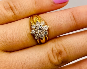 Gorgeous Vintage 14k Yellow Gold Natural Diamond Engagement Ring