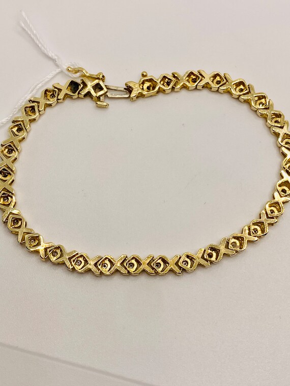 Stunning Vintage 14K Yellow Gold Diamond Bracelet - image 6