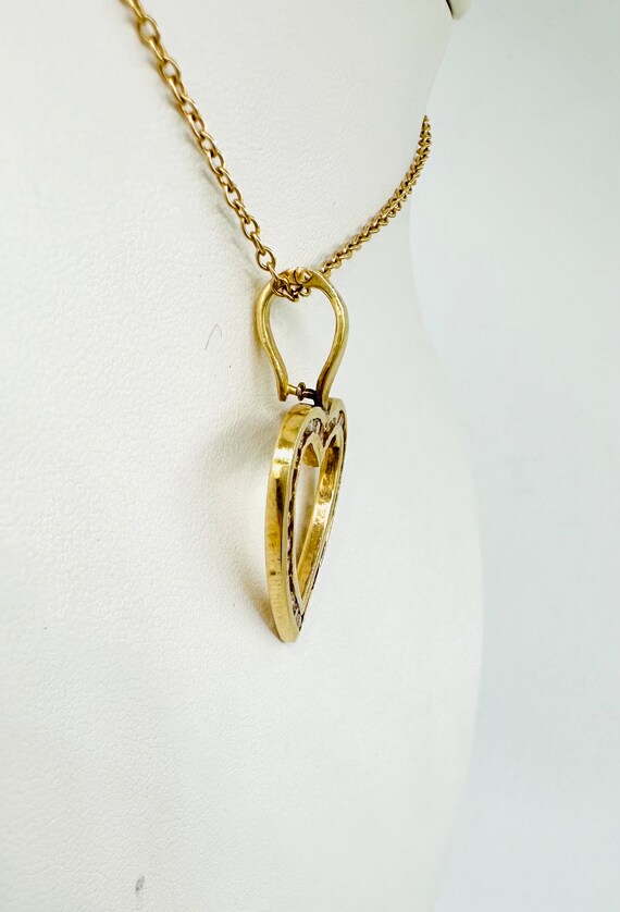 Beautiful  Vintage 14k Yellow  Gold Diamond Heart… - image 6