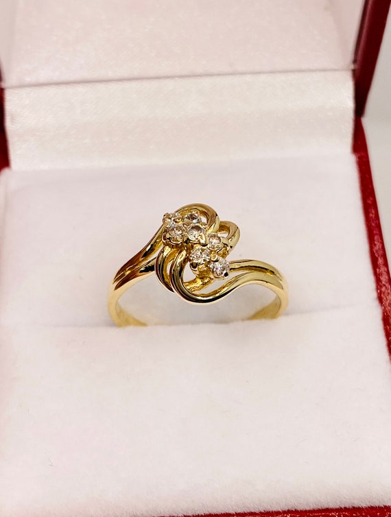 Stunning Vintage 14k Yellow Gold Natural Diamond … - image 2