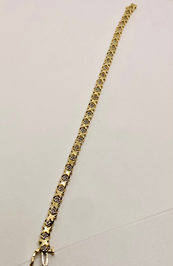 Stunning Vintage 14K Yellow Gold Diamond Bracelet - image 5