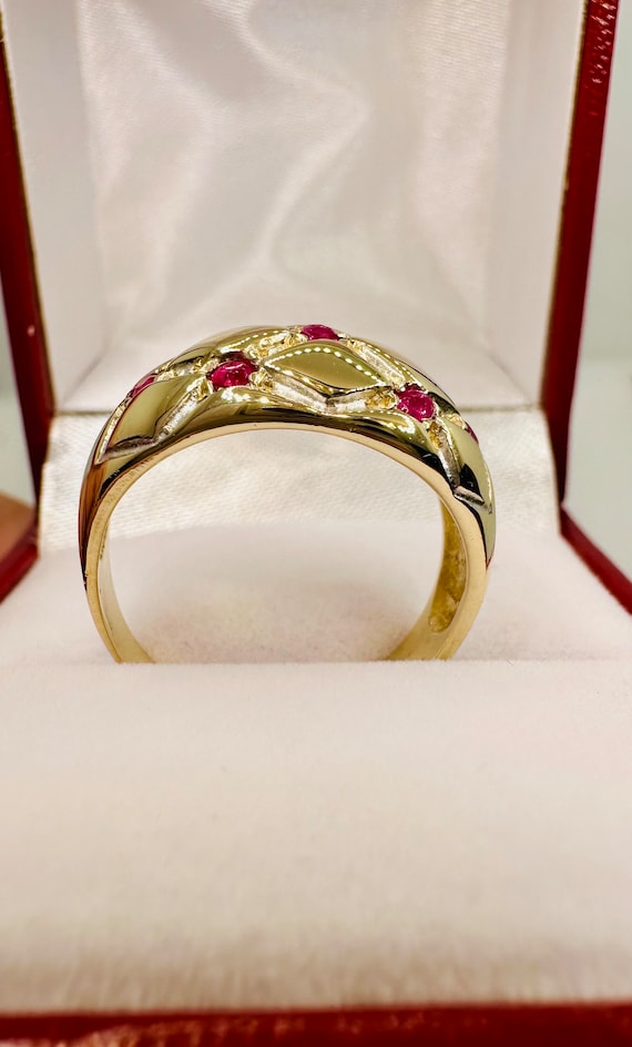 Gorgeous Vintage 14k Yellow Gold Natural  Rubies … - image 4