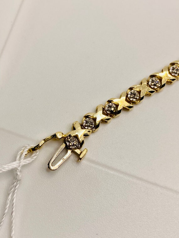 Stunning Vintage 14K Yellow Gold Diamond Bracelet - image 3
