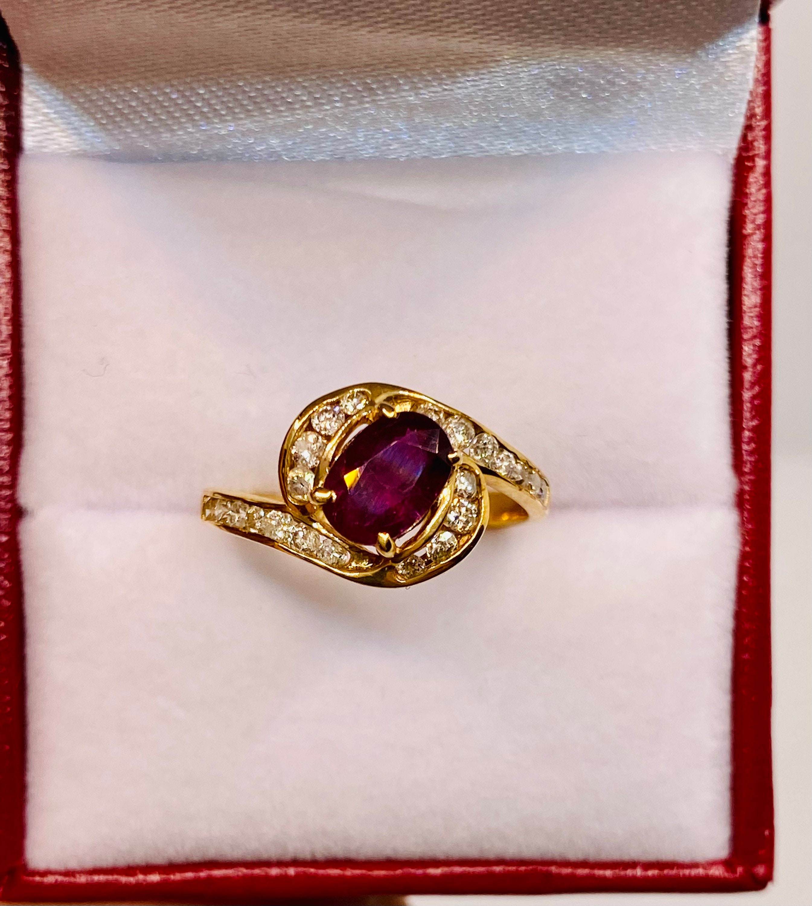 Beautiful Vintage 14k Yellow Gold Natural Ruby Diamond Ring - Etsy