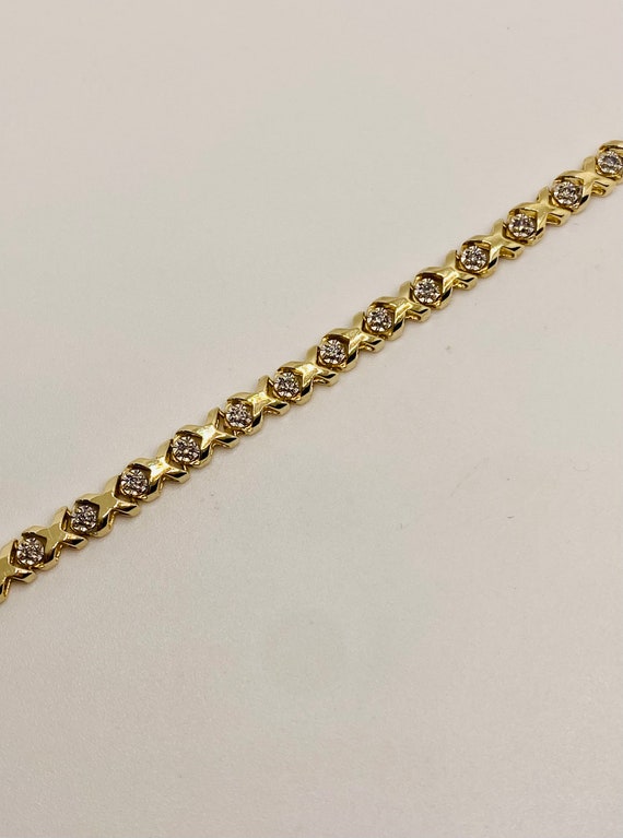 Stunning Vintage 14K Yellow Gold Diamond Bracelet - image 1