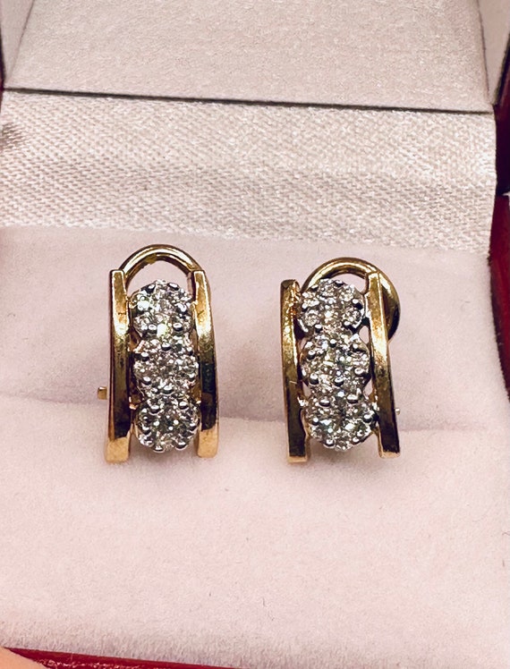 Gorgeous Vintage 14k Yellow Gold Diamond Earrings