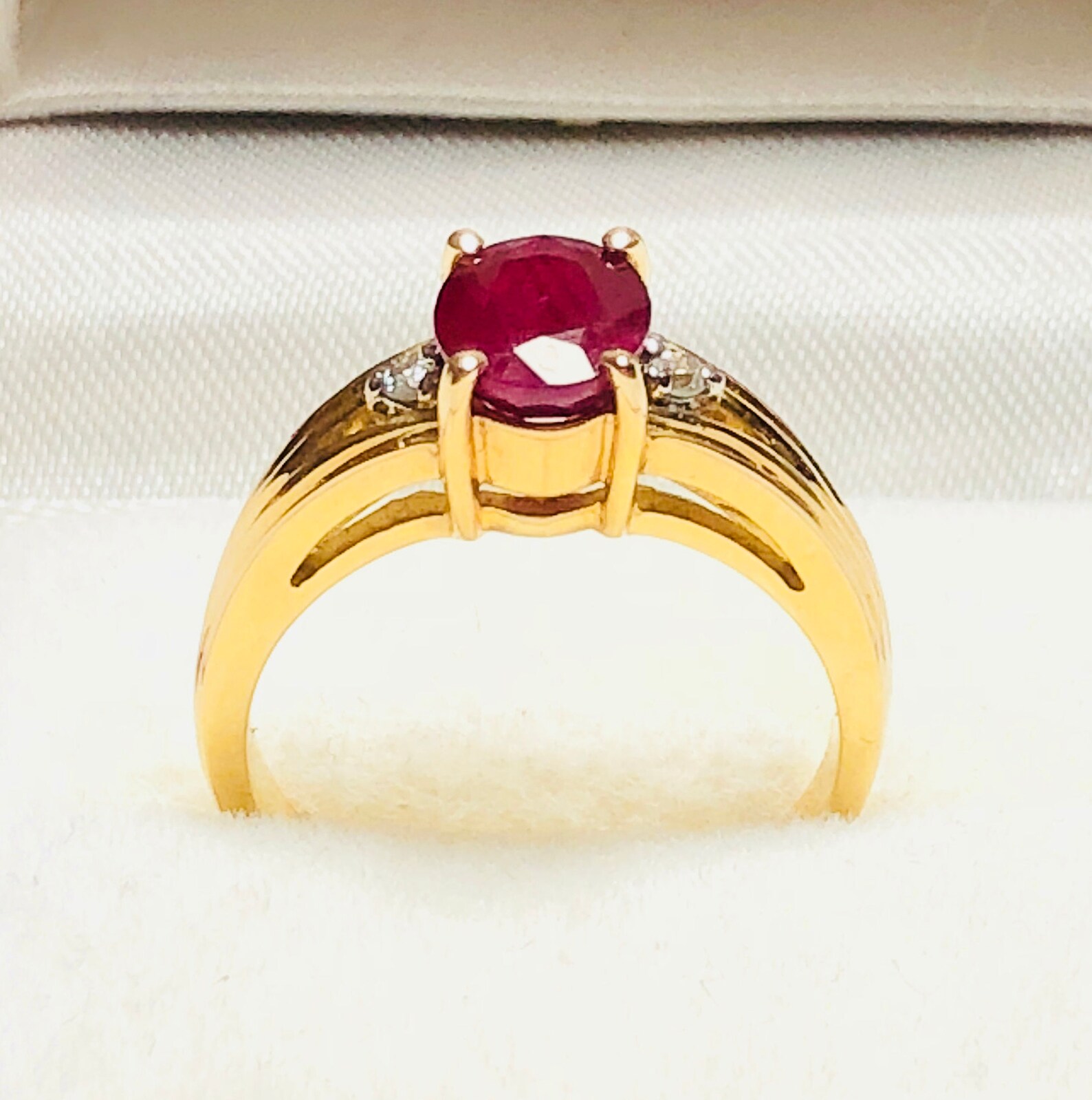 Beautiful Vintage 14k Yellow Gold Natural Ruby Diamond Ring - Etsy