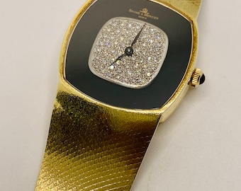 Stunning Baume & Mercier Solid 14k Yellow Gold and Natural Diamond  Watch