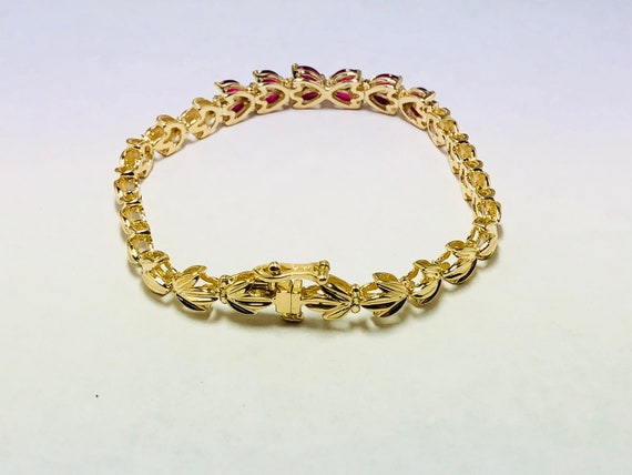 Stunning Vintage 14K Yellow Gold Diamond Ruby  Br… - image 4