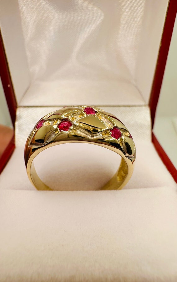 Gorgeous Vintage 14k Yellow Gold Natural  Rubies … - image 3