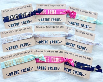 Bride tribe hair ties, bracelets, wrist bands, hen do party, bachelorette, bridesmaid, wedding, stretchy, hair bobbles, to have and to hold