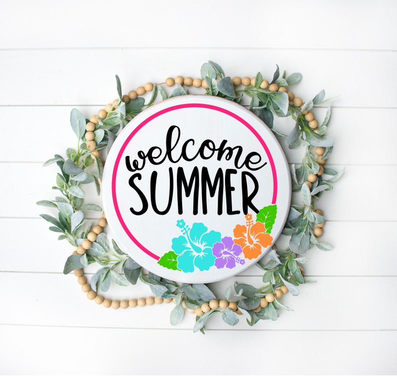 Download Welcome Summer SVG Cut File Welcome Summer Round Sign Svg ...