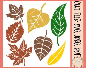 Fall Leaves SVG Bundle, Leaf Svg Leaf Silhouette Fall Svg Files for Cricut Autumn Clipart Autumn Leaves Clipart Maple Leaf Clipart Cut Files