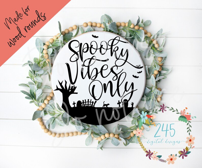 Download Svg Spooky Vibes Only Round Halloween Svg Halloween Sign ...