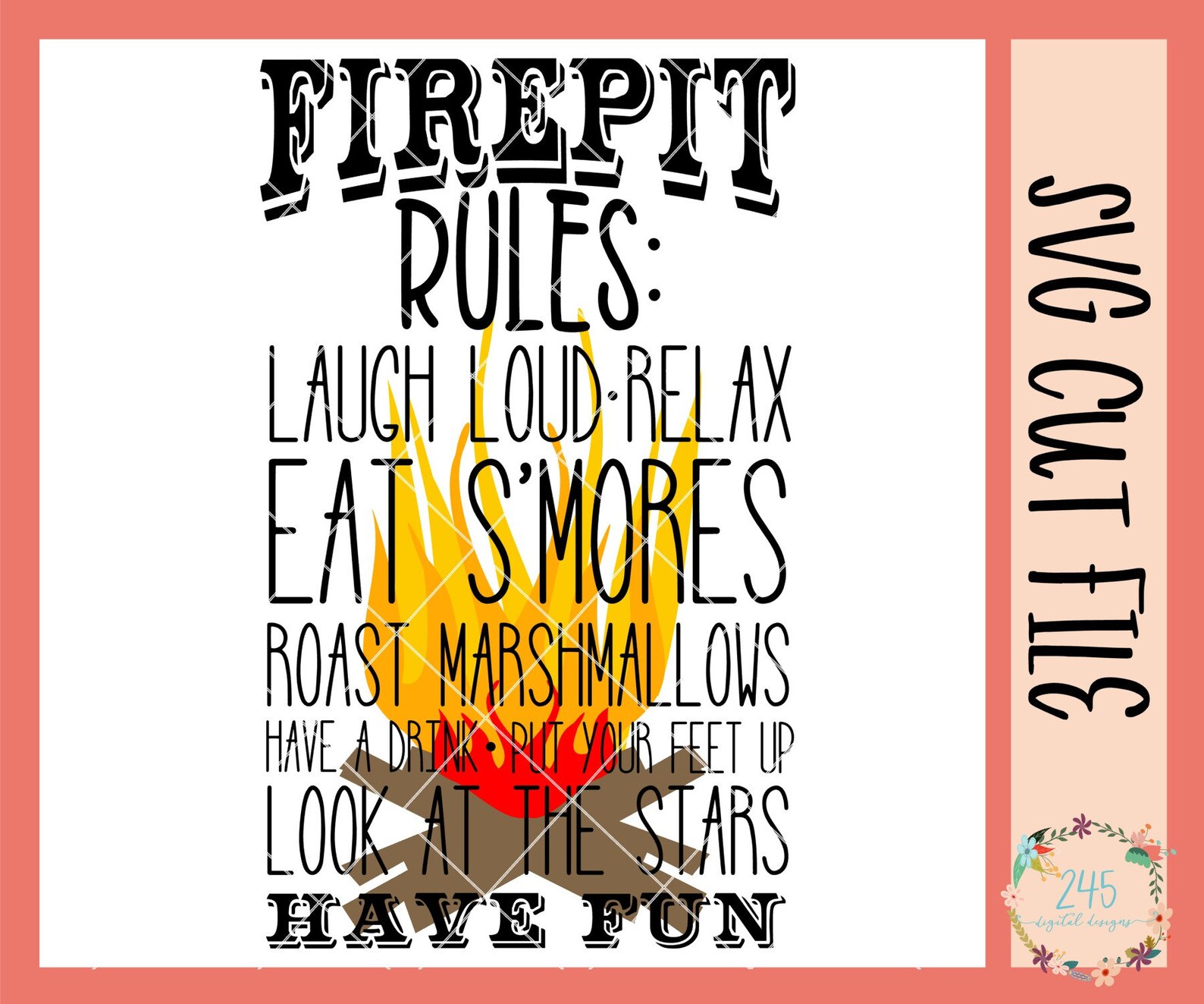 Fire Pit Rules SVG Files for Silhouette Firepit Sign SVG - Etsy
