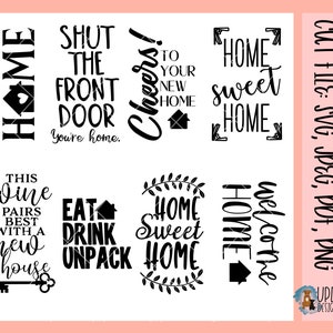 Nieuwe Home Wine Bag SVG Bundel, Wine Label Svg Nieuwe buurman Svg Makelaar Cadeau Svg Snijbestand Digitaal Downloaden Cricut Snijbestand Silhouet svg