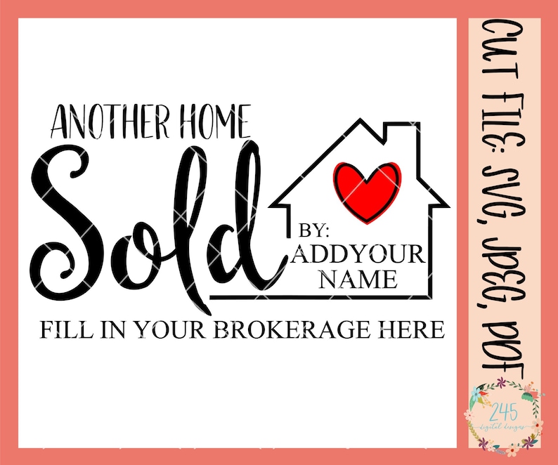 Home Sold Realtor SVG File House Sold Svg House Shape Svg Etsy