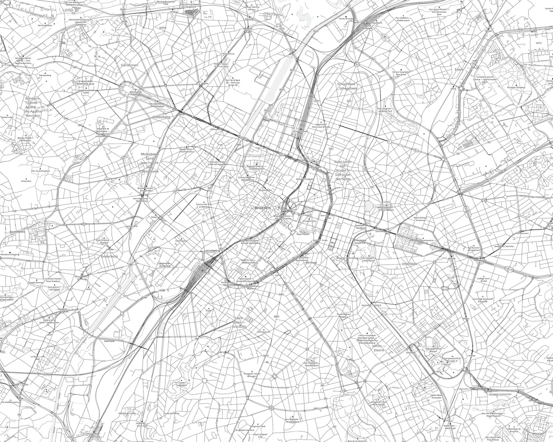 Brussels Map Print Brussels Map Wall Art Brussels City Map | Etsy