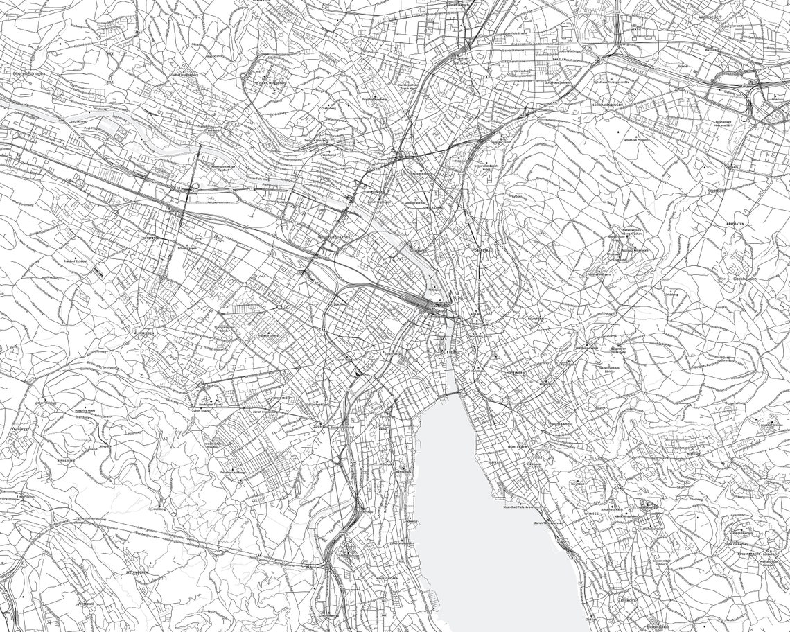 Zurich Map Print Zurich City Map Zurich Map Poster Map Of | Etsy
