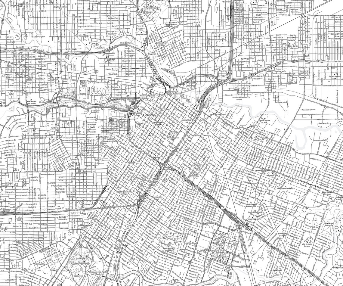 Houston Map Print Houston City Map Houston Map Poster Map | Etsy