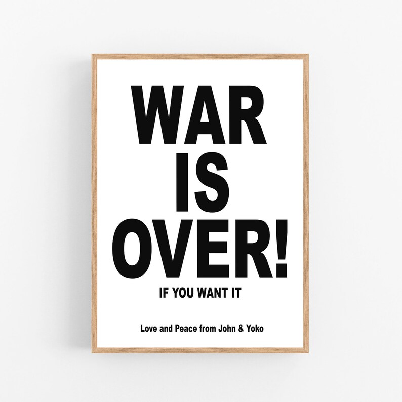 Typography Print War Is Over Digital Print War Is Over Art Print War Is Over Wall Art John Lennon Quote Print Black /& White
