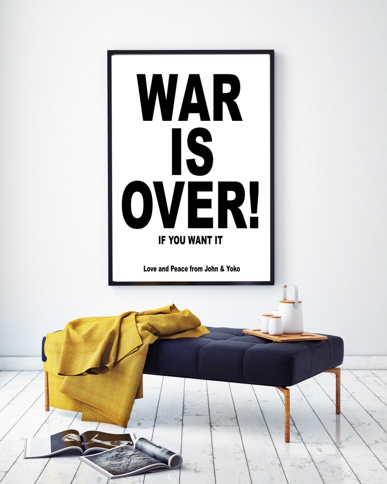 Typography Print War Is Over Digital Print War Is Over Art Print War Is Over Wall Art John Lennon Quote Print Black /& White