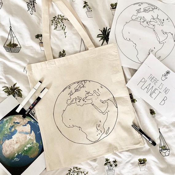 Planet Earth Cotton Canvas Eco Environment 'No Planet | Etsy
