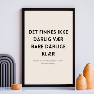 No Such Thing As Bad Weather - Norwegian Proverb Print - Art minimaliste - TÉLÉCHARGEMENT NUMÉRIQUE