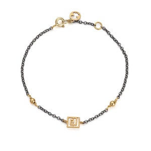 Greek Key Charm Bracelet, Dainty Meander Bracelet, Greek Jewelry, Greek Key Charm, Ancient Greek Bracelet