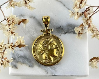 Athena Coin Silver Pendant, Greek Goddess Necklace, Ancient Greek Jewelry, Athena Pendant, Mythology Jewelry, Grecian Coin Necklace