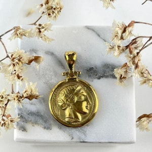 Athena coin silver pendant, Alexander the great pendant, Grecian Medallion Ancient Greek jewelry, Gift for women