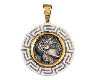 Die Münze der Göttin Athene 14k Gold Silber Anhänger, antike griechische Münze, Athena Anhänger, Tetradrachm Anhänger, griechischer Schmuck