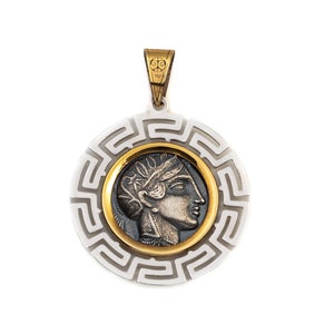 The Coin of Goddess Athena 14k Gold Silver Pendant, Ancient Greek Coin, Athena Pendant, Tetradrachm Pendant, Greek jewelry