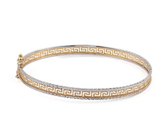 Greca Bangle Bracelet – 14K Gold, Greek Key Bracelet, Meander Bracelet, Ancient Greek Jewelry, Luxury Bracelet from Greece