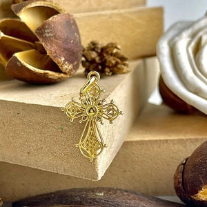 Gold filigree cross best sale