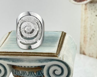 Spiral Ring in Sterling Silver – Ancient Greek Jewelry, Greek Goddess Inspired Spiral Symbol Ring, Handmade Statement Greek Ring
